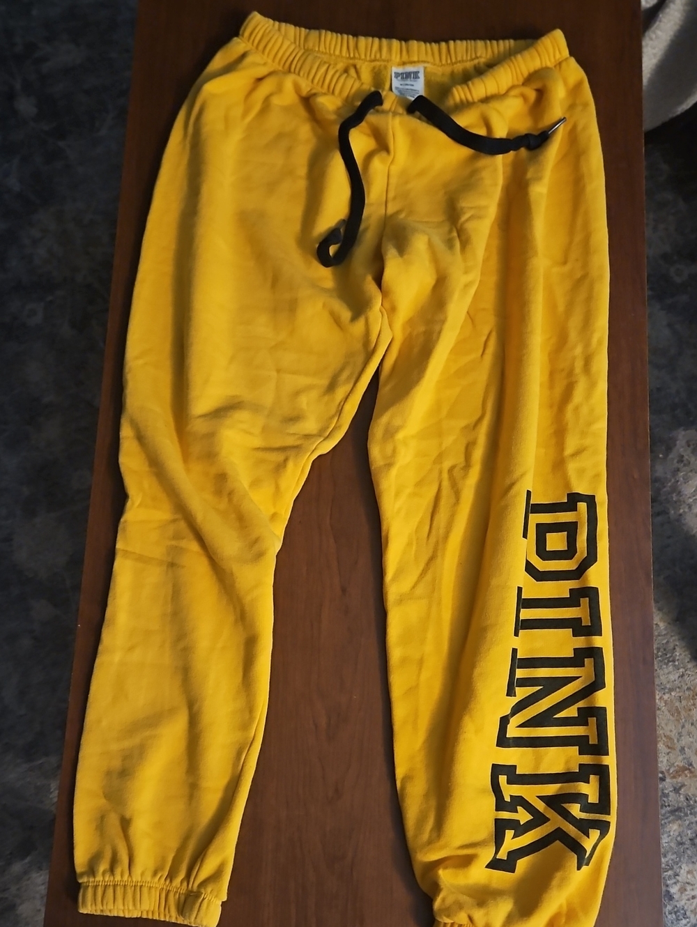 PINK Victoria's Secret Yellow Sweatpants with Black Drawcord